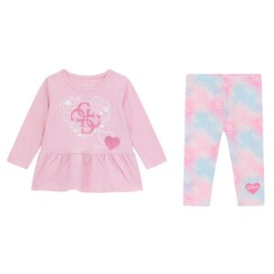 GUESS Set completo bambina t-shirt rosa + leggings cotone