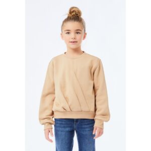 LIU JO Felpa girocollo cammello motivo pieghe