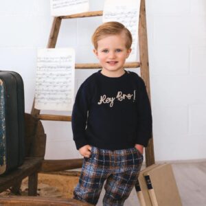 MAGIL Maglia blu ricamo HEY BRO! cotone caldo MADE IN ITALY