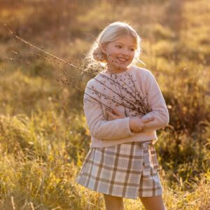 MAGIL Pantagonna a portafoglio bambina fantasia scozzese beige grigio  MADE IN ITALY