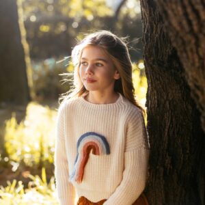 MAGIL Maglia cropped ricamo arcobaleno MADE IN ITALY