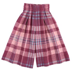 MAGIL Pantalone ampio fantasia scozzese rosa prugna MADE IN ITALY