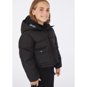 LIU JO  piumino con cappuccio nero corto con tasche