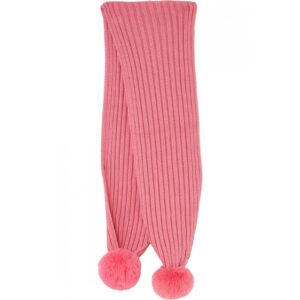 LIU JO  Sciarpa bambina maglia rosa con due pom pon