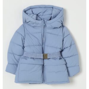 LIU JO  piumino corto azzurro con cappuccio e cintura
