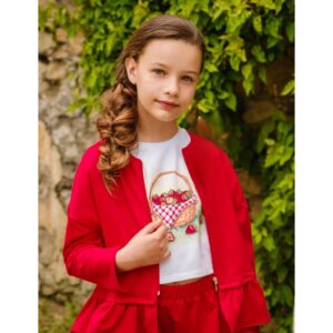 MAGIL Giacchina zip in felpa rossa con balza  MADE IN ITALY