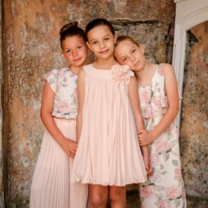 MAGIL Abito plissè rosa phard fiore MADE IN ITALY