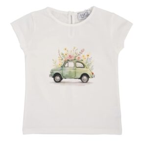 MAGIL T-shirt bianca bambina stampa jersey cotone 500 fiori MADE IN ITALY