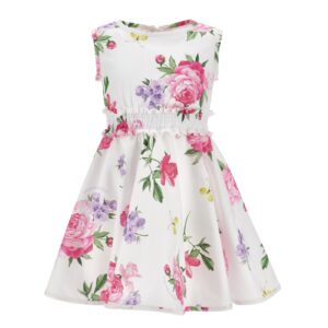 MONNALISA Abito bambina stampa floreale rosa e lilla MADE IN ITALY  3 4 6 8 10 anni